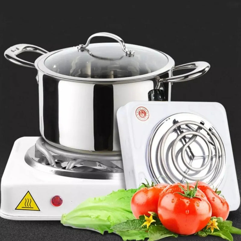 Estufa Eléctrica 1 Puesto Fogon Portátil Camping 1000w 110v Color Blanco
