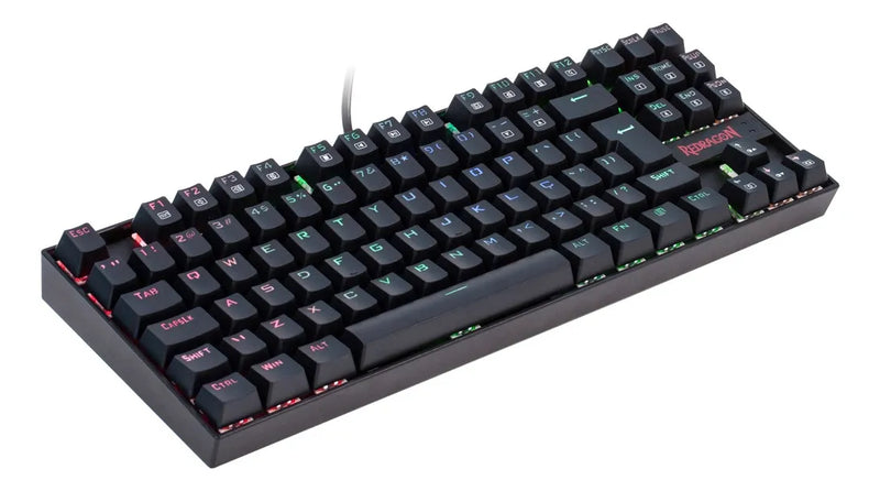 Teclado Redragon Kumara QWERTY Outemu Blue español latinoamérica color negro con luz RGB