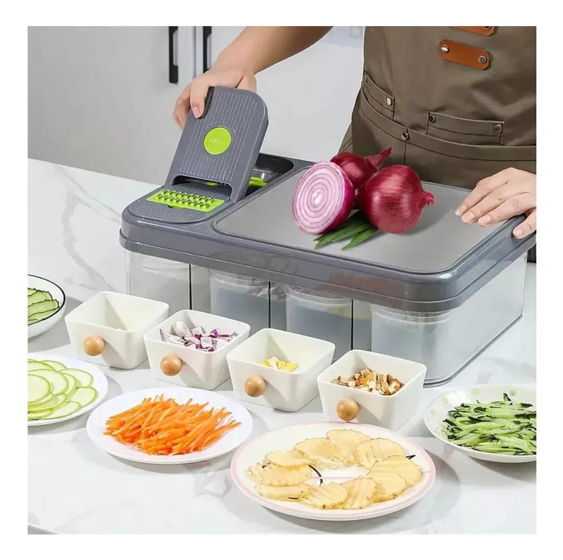 Cortador De Verduras Mandolina 28 En 1 Rallador Rebanador Verde