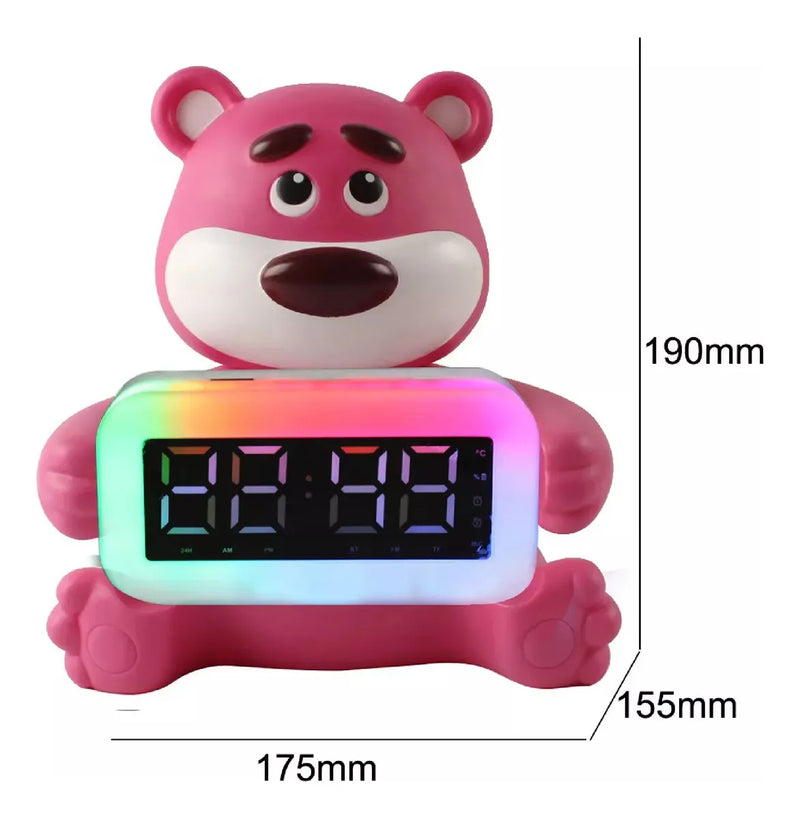 Reloj Radio Parlante Altavoz Bluetooth Iluminación Led Rgb Rosado Blanco