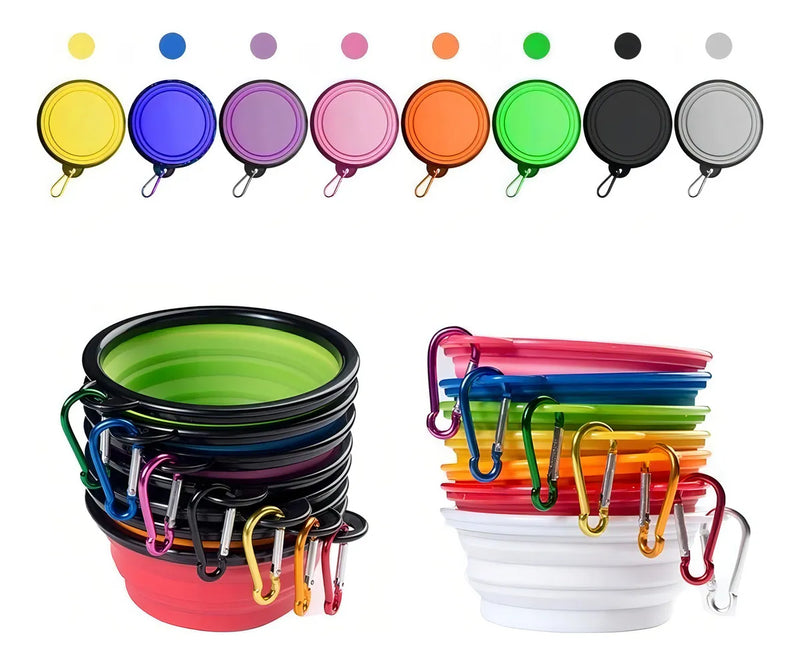 Plato De Goma Plegable Portátil De Mascotas Perro Y Gato Color Negro