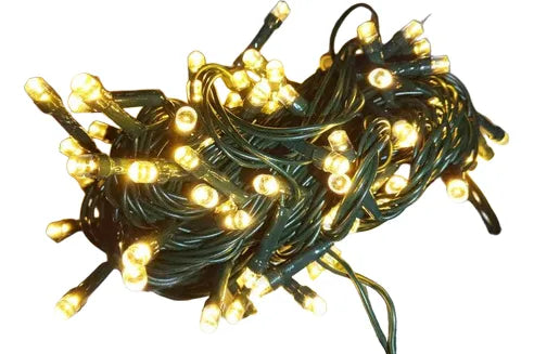 Serie Navideña Luz Led Calida X100 Luces Cable Verde Paq. X1