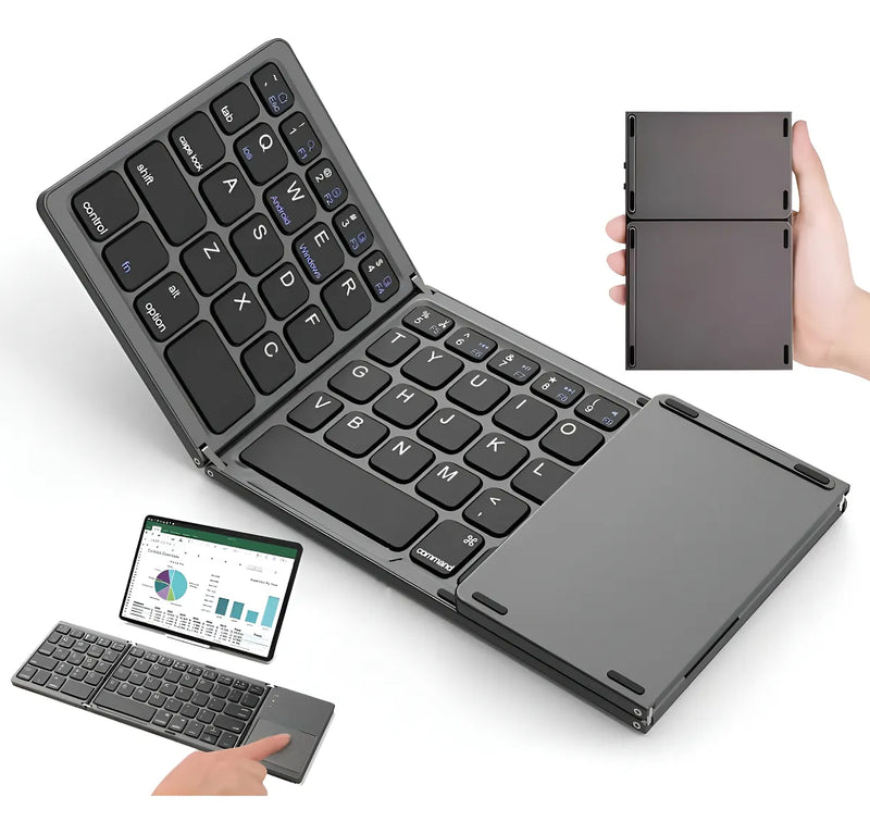 Mini teclado Bluetooth plegable ultrafino con panel táctil Genérica B033 Gris oscuro