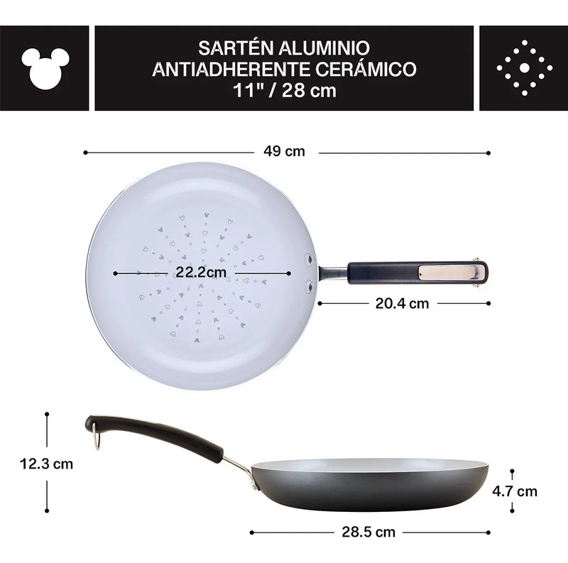 Sartén Disney 28cm Aluminio Antiadherente Cerámico Neg 14651 Black / Negro
