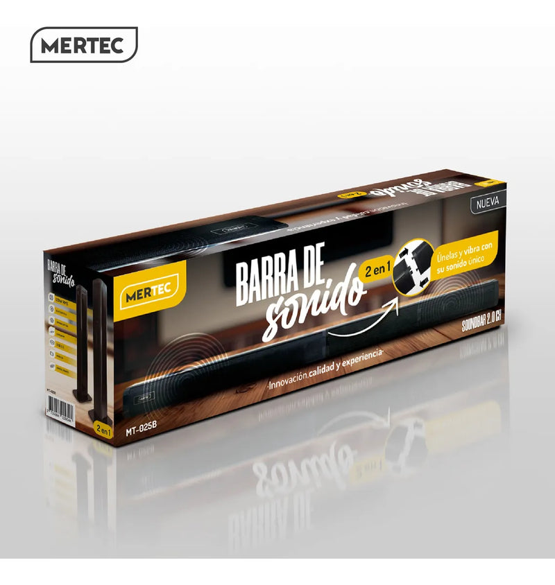 Barra De Sonido Bluetooth Mertec Convertible 2en1 Bt Mt-025b Negro