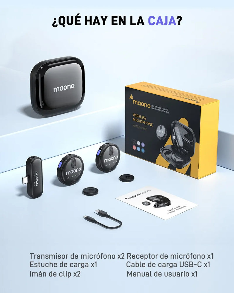 Maono Microfono Lavalier inalámbrico Maono Wm620 Pc2 para android color negro