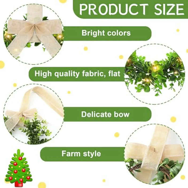Set De 32 Wreaths Navideños Con Luces Led Y Listón - Zeyune