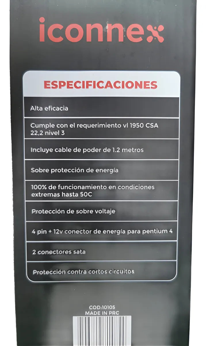 Fuente De Poder Alimentación Atx Iconnex Inx-750w 750w Pc Gris