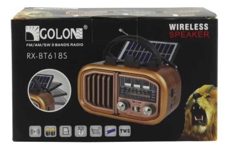 Parlante Radio Retro Vintage Bluetooth Mp3 Fm Am Panel Solar