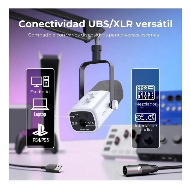 Micrófono Fifine XLR AM8 Dinámico Cardioide color blanco