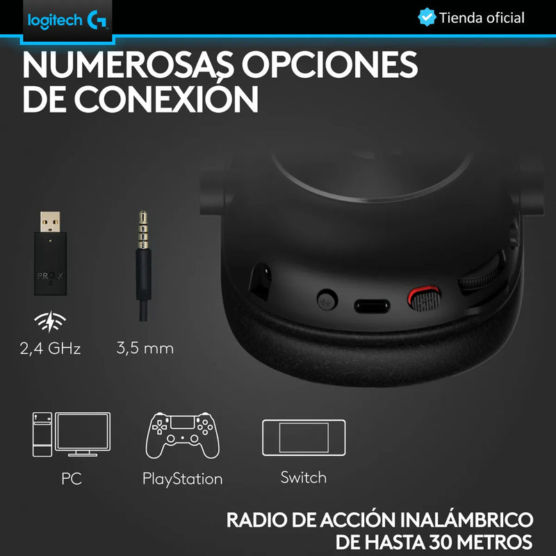 Logitech G Pro X 2, Diadema Gamer 7.1 Lightspeed / Bluetooth Negro