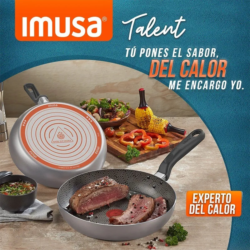 Wok Mas 24cm Tapa Vidrio A/a Imusa Talent 5861029272 Color Gris