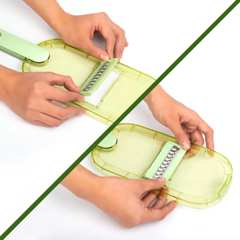 Rallador Y Pelador De Cocina 6 En 1 Con Protector Multifuncional Para Verduras Y Frutas Cortes Finos Y Gruesos Fácil De Usar Y Limpiar.