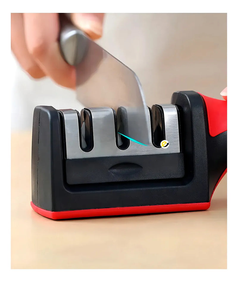 Afilador De Cuchillos Acero Mango Antideslizante Pro Color Negro