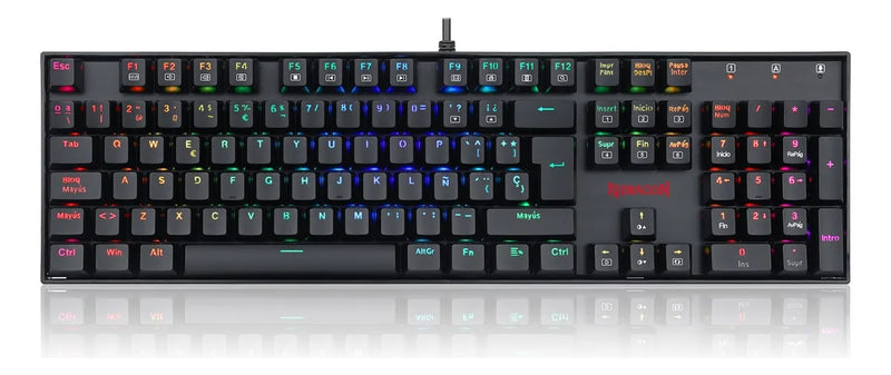 Teclado Gamer Redragon Mitra K551 Spanish Red Switch Black Teclado Negro Idioma Español España
