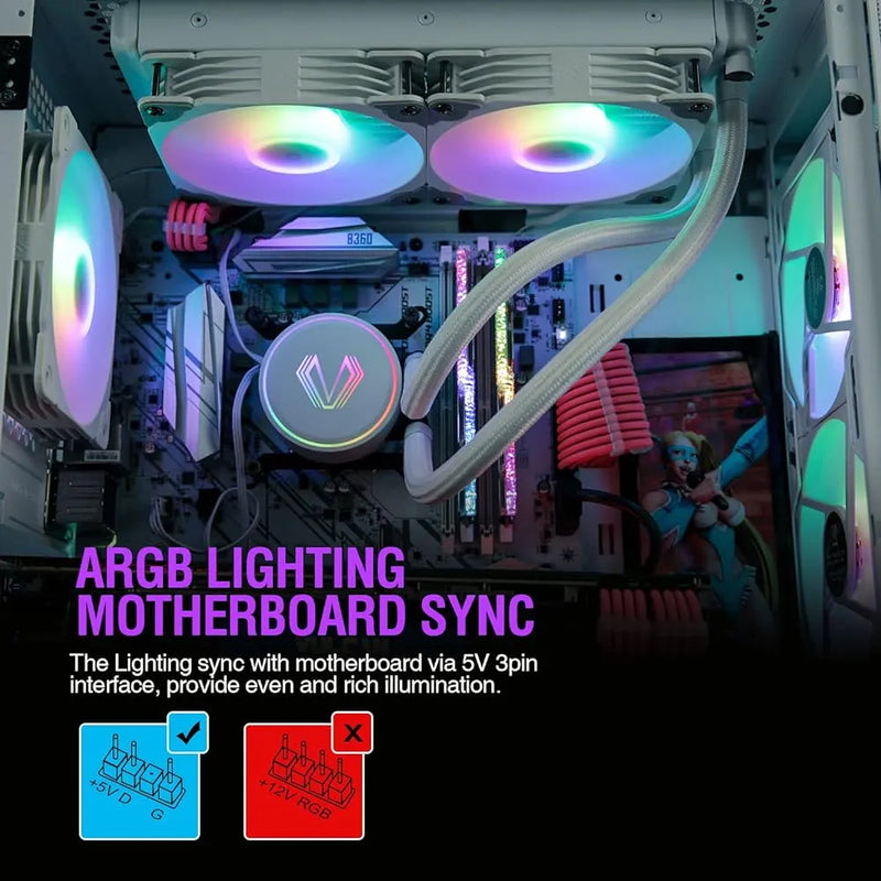 Vetroo V240 White Liquid Cpu Cooler 240mm Direccionable Rgb