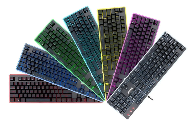 Teclado Redragon Dyaus QWERTY Membrana español latinoamérica color negro con luz de 7 colores