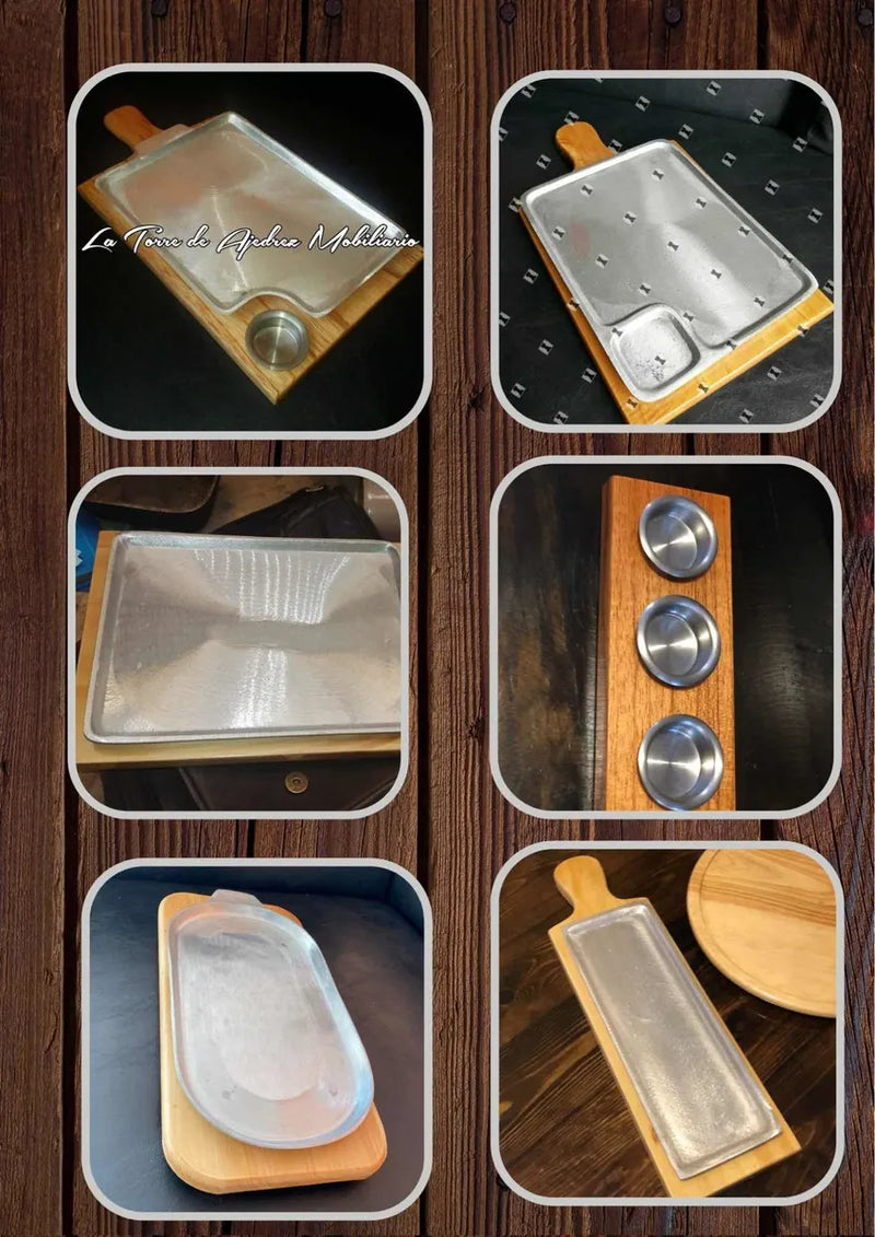 Tablas Churrásqueras Por 4 Unidades, Madera Y Aluminio