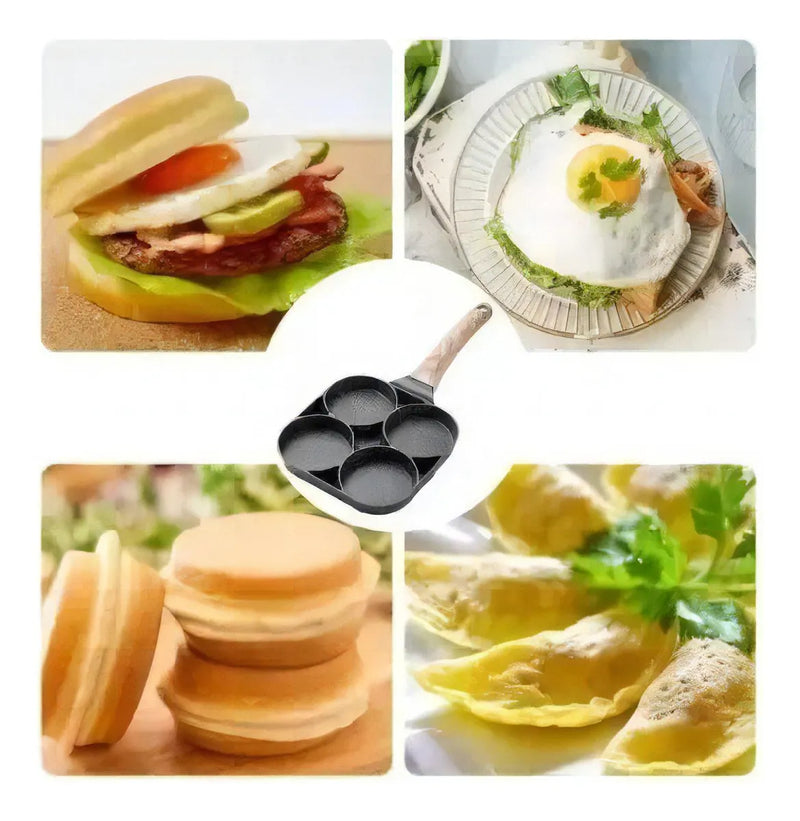 Sarten Antiadherente 4 Puestos Para Huevos Arepas Pancakes C Negro