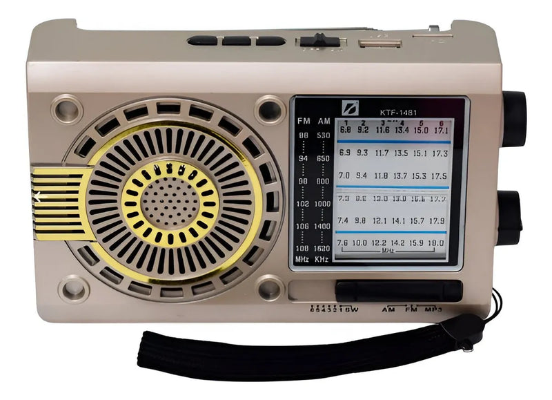 Radio Portátil 3 Bandas Retro Parlante Linterna Carga Solar Diseño