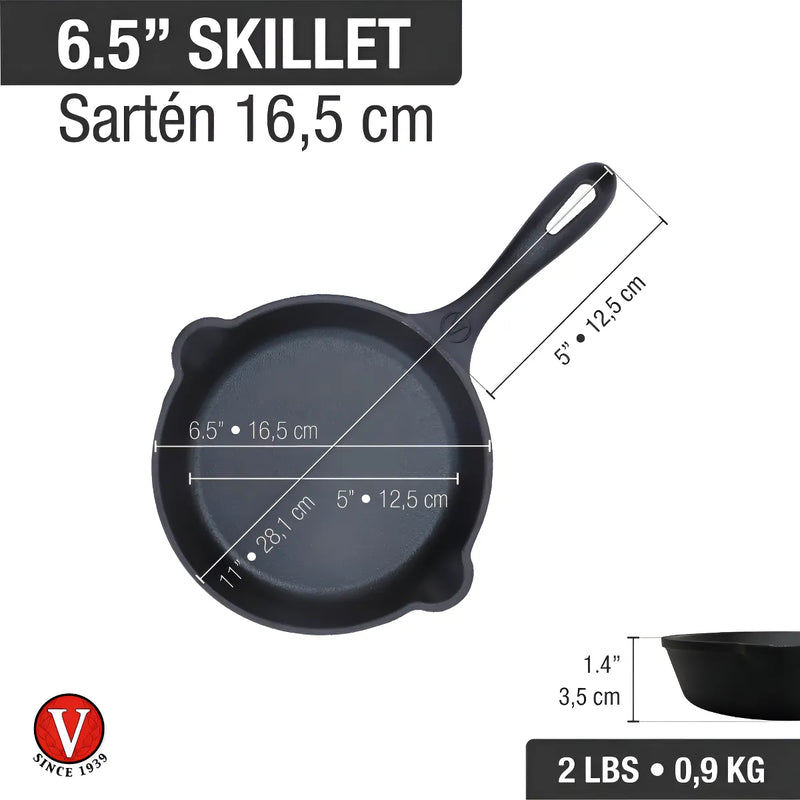 Victoria 16,5 CM Sartén De Hierro Fundido Curado Color Negro