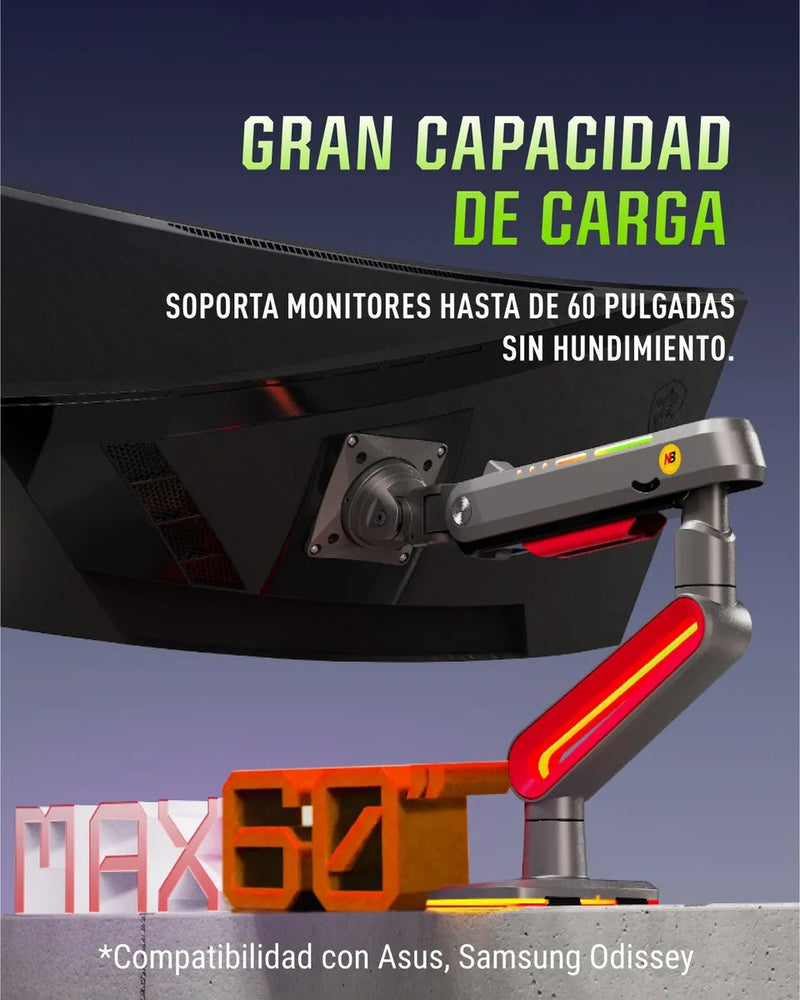 Soporte Monitor Gamer Nb L60 Luz Led 32 A 60 Pulgadas Color Matte Charcoal