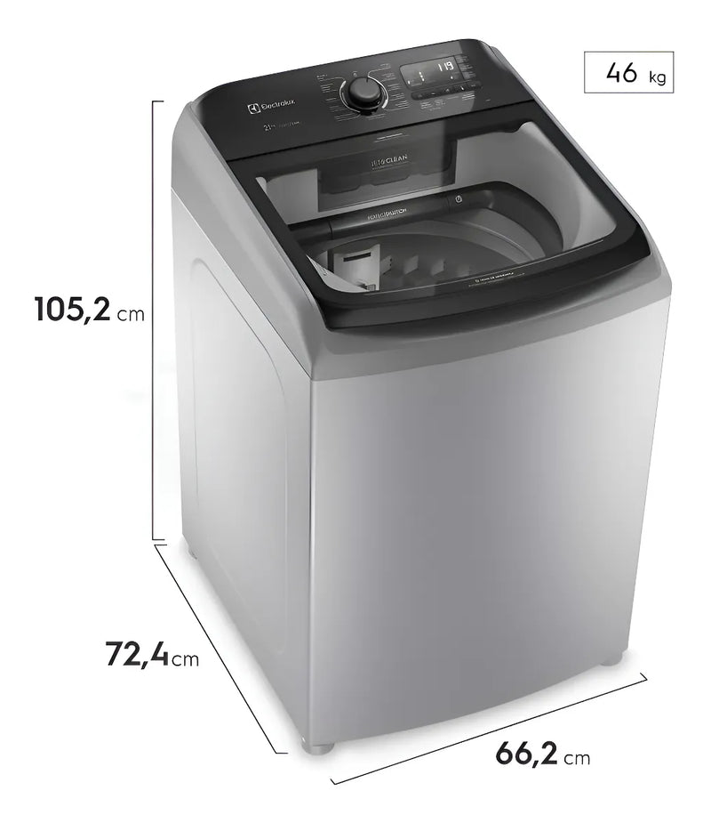 Lavadora Electrolux carga superior 21Kg impeller perfect care gris LS21I