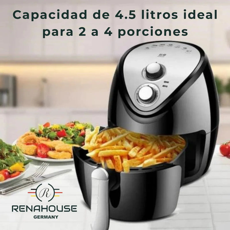 Air Fryer 4.5 L Negro 7 Modos Freidora Aire Hogar Renahouse