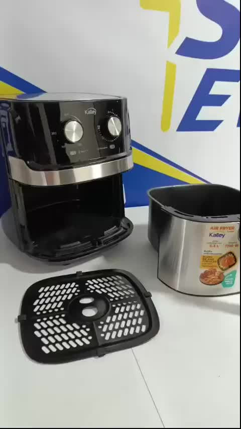 Freidora Aire Air Fryer Multifuncional Kalley Grande 6.3 Lt. Negro/plateado