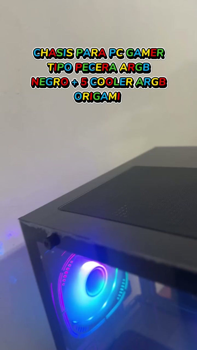 Gabinete Chasis Para Pc Gamer Pecera Argb Negro + 5 Cooler