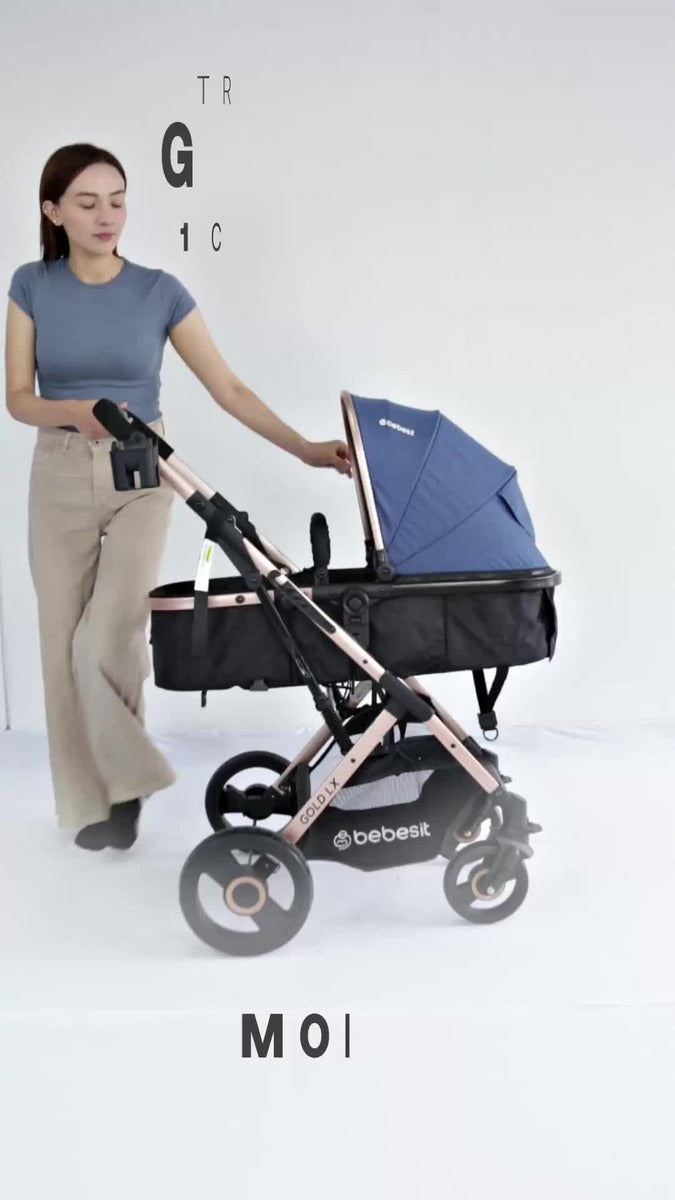 Coche Bebé Moises Travel System Gold Lx Bebesit Color Verde Musgo Chasis Dorado