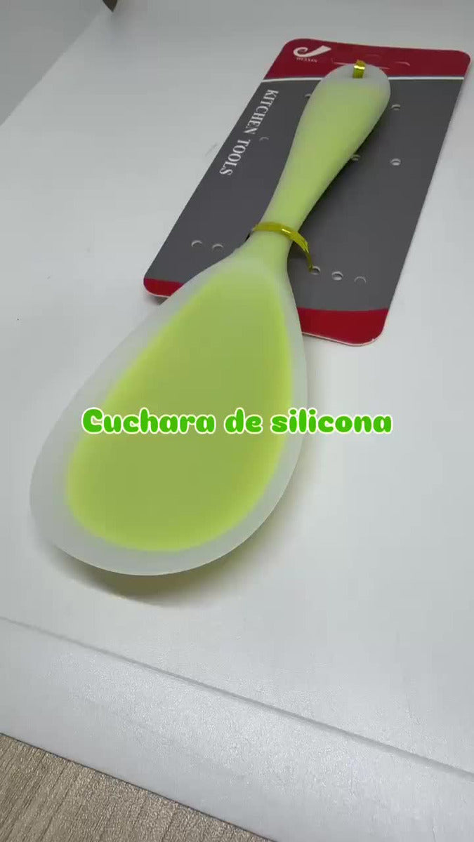 Cuchara De Silicona, Servidor Comida Mesa Y Cocina Arrocera Verde Claro