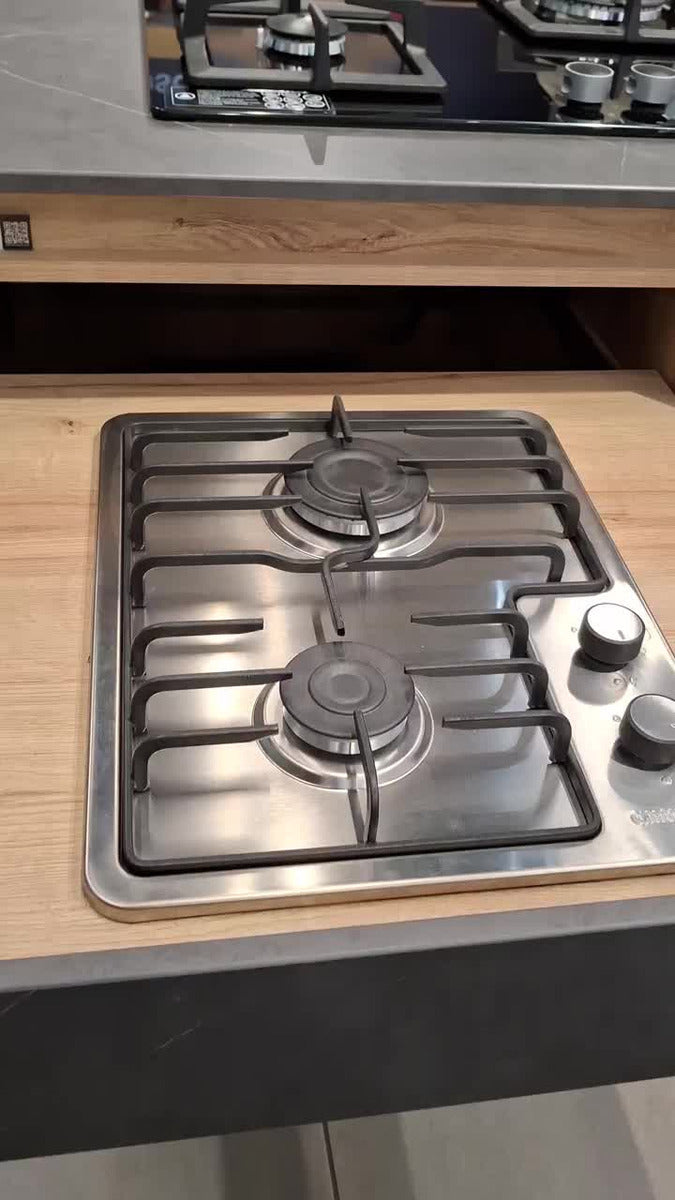 Estufa de Empotrar Acero Inox Dos Puestos 35 cm Gas Natural