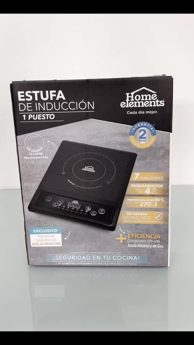Estufa De Induccion 1 Puesto Home Elements Estufa Portatil Negro