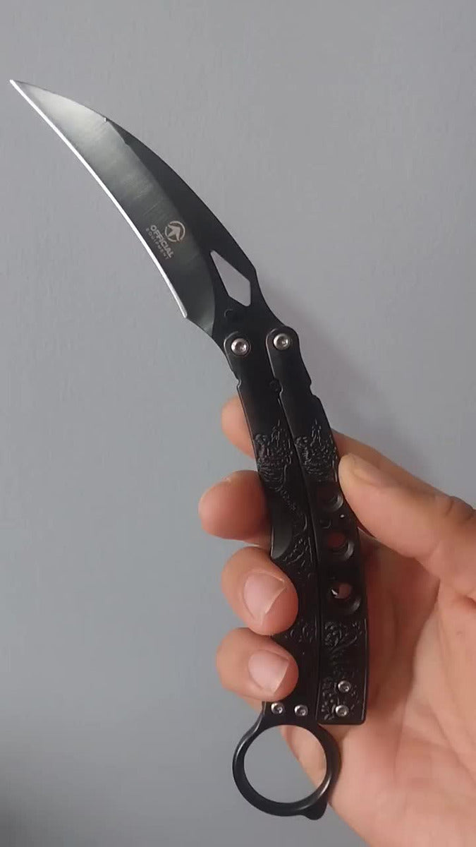 Navaja Cuchillo Mariposa Garra De Tigre Karambit Arte Marcia Opcional