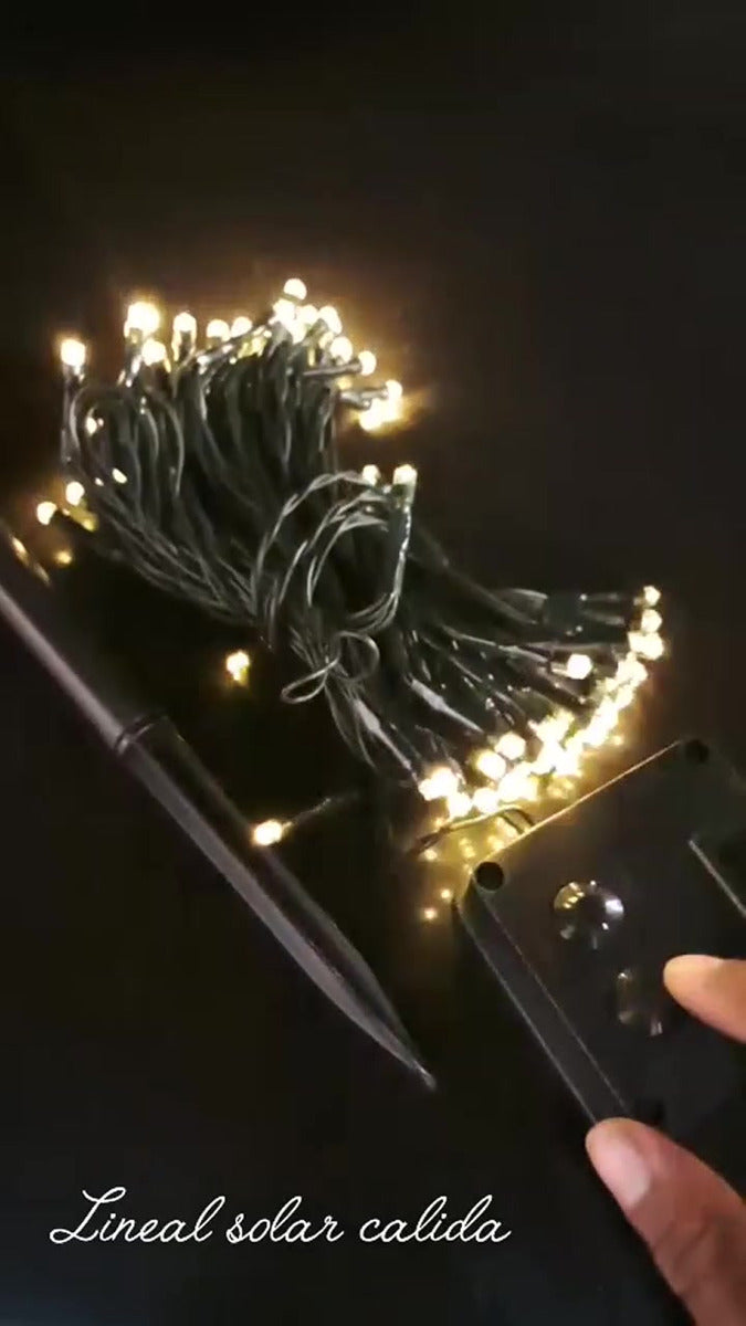 Luz Adorno Navideño Calida Carga Luz Solar 100 Leds