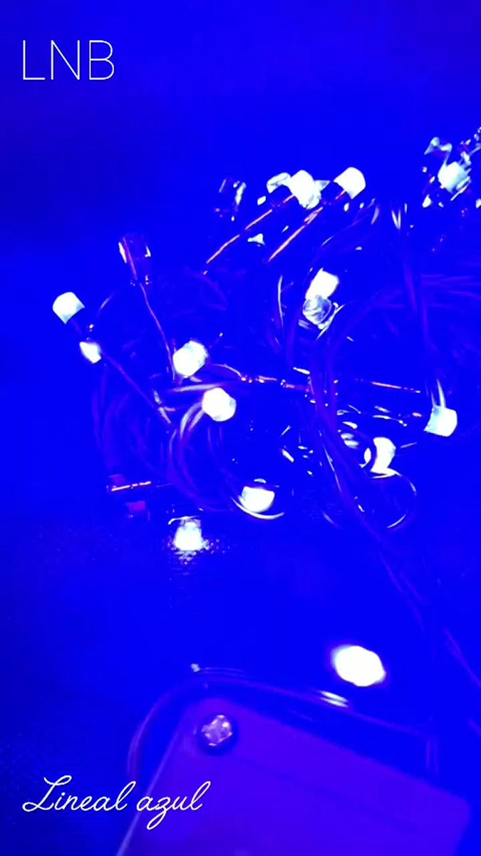 Serie Navideña Luz Led Azul X100 Luces Cable Verde Paq. X2