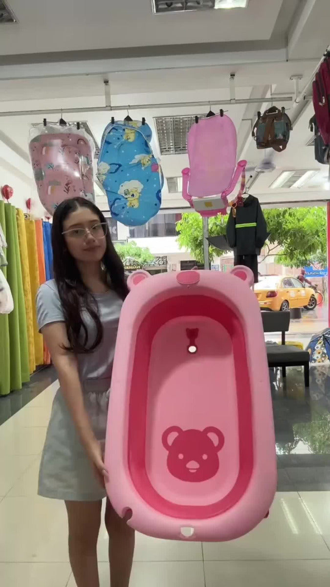 Bañera Bebés Plegable Tina Oso Portátil Baño Recién Nacidos Diseño 1