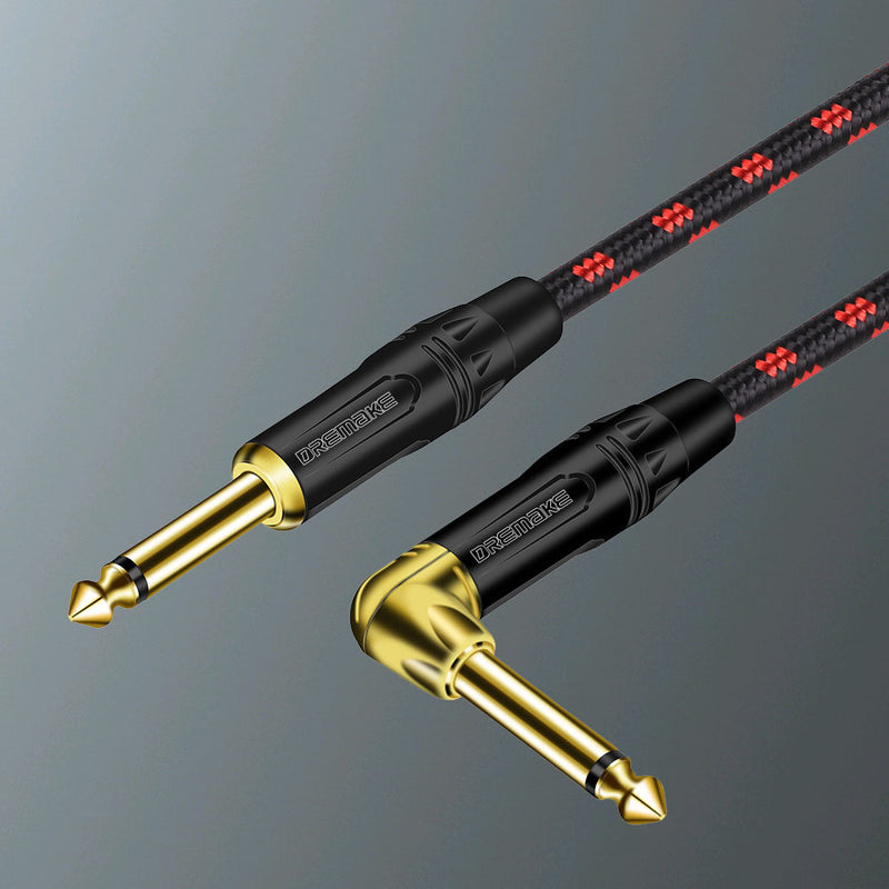 Cable de guitarra mono DREMAKE de 6,35 mm, macho a macho chapado en oro, cable Ethernet Cat5e, conector flexible redondo, cable de instrumento trenzado para guitarra, bajo, teclado