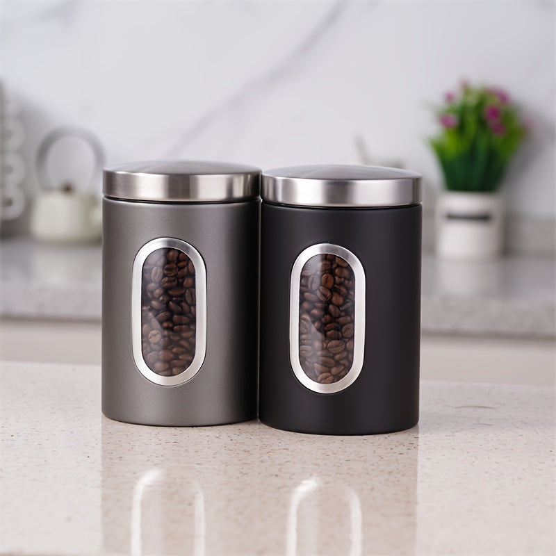 3pcs Negro/gris, Contenedores de Alimentos, Cajas de Almacenamiento para Café, Azúcar, Té, Frijoles