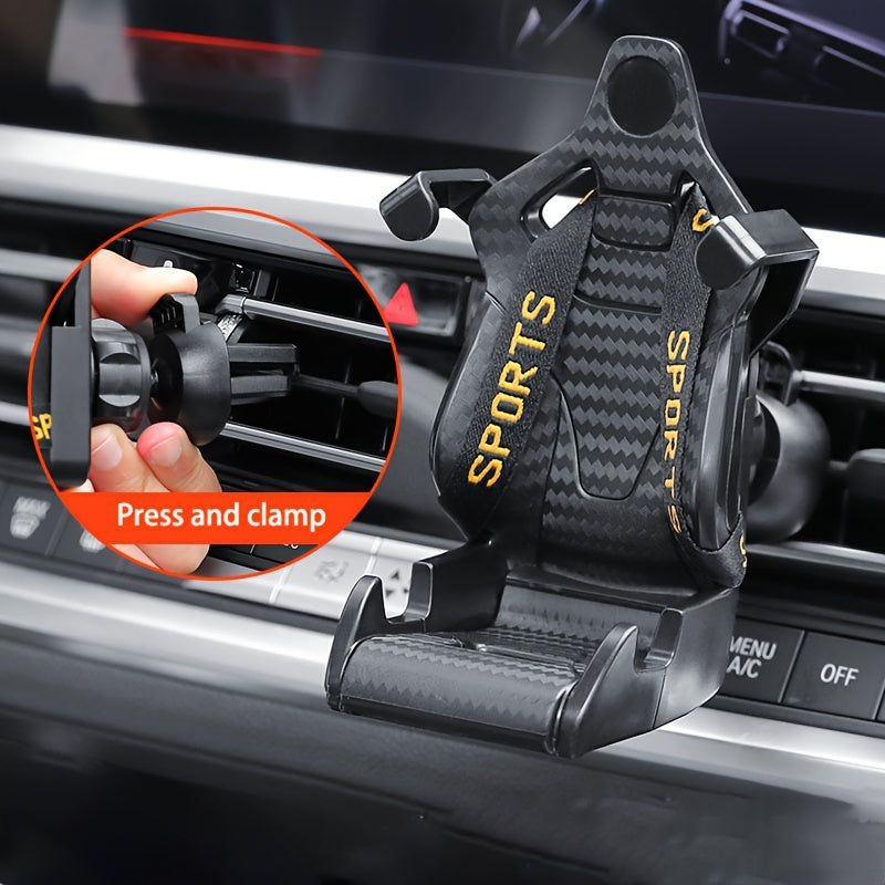 Soporte para teléfono de coche con forma de asiento de carreras, soporte para GPS, salida de aire para coche