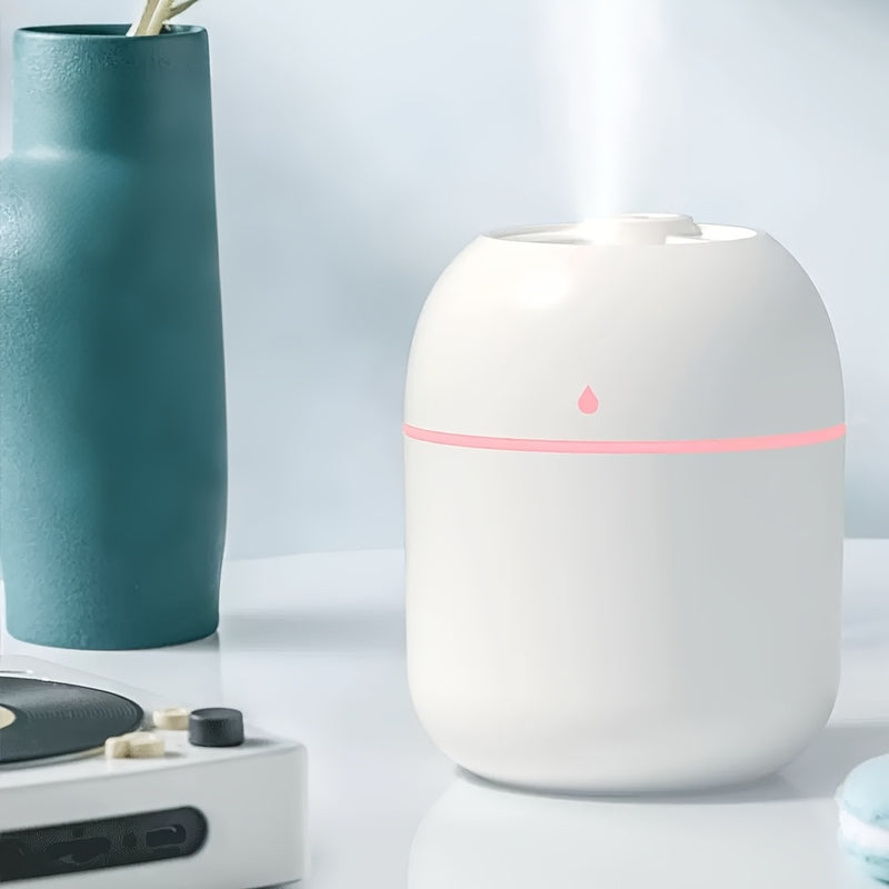 Humidificador ultrasonico portátil mini - Diseño lindo de gotas de agua, neblina nano para escritorio de oficina y hogar, alimentado por USB, blanco con acento rosa, funcionamiento silencioso, amigable para viajes, humidificador de plantas