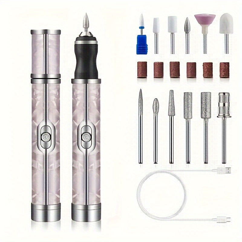 Máquina de pulido de uñas de 5 cabezas/18 cabezas, todo en uno, para uñas de dedos, limpieza de uñas, carga USB, batería de litio, sin alcohol.