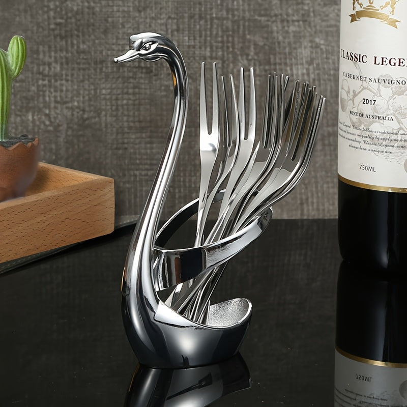 Base de cisne de acero inoxidable elegante con diseño creativo - Ideal para fiestas, bodas y uso doméstico, sin contacto con alimentos.