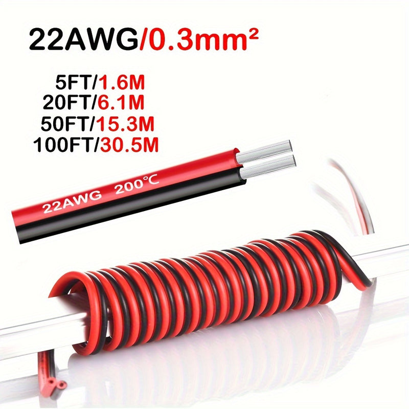 Cable de Altavoces de Silicona Premium 22AWG - Conexión de Audio de Bajo Voltaje de Alta Calidad para Sistemas de Auto o Cine en Casa - Conector Macho a Macho con Aislamiento Duradero y Diseño Flexible para Fácil Instalación