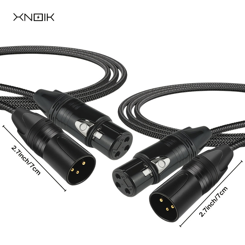 2 unidades de cables de micrófono XLR a XLR de alta calidad, masculino a femenino, con cobre libre de oxígeno (OFC) y trenzado de nailon, negro, 1,5 metros, para micrófono, escenario, estudio, estudio en casa.