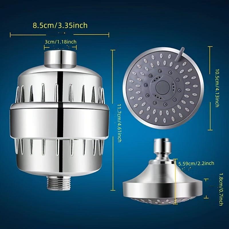 Rociador de Alta Presión con 5 Modos de Riego Ajustables - Cabezal de Ducha Rectangular para Montaje en Pared, Cuerpo de Plástico Duradero, Acabado Cromado Elegante, Válvula de Cartucho para Bajo Presión de Agua, Opciones de Lluvia y Masaje