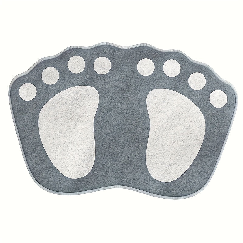 1 unidad de alfombra de baño de microfibra con huella de pata linda, alfombra antideslizante absorbente de 1,8m para baño, inodoro, ducha, cocina - Alfombra de decoración para el hogar, poliéster, lavable en máquina