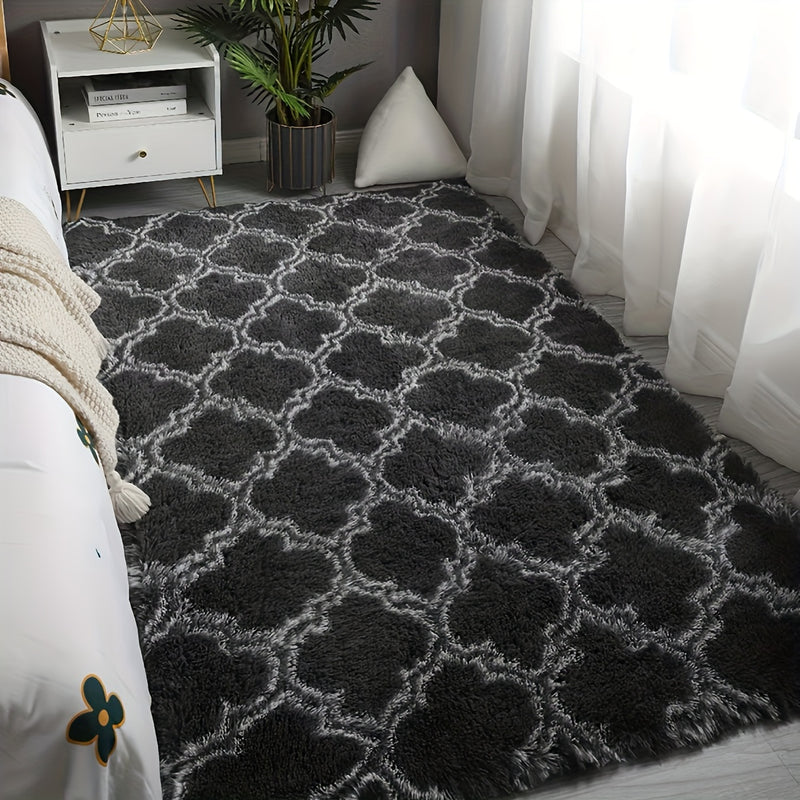 4 estilos de alfombra de felpa suave, alfombra de punto antideslizante con barrera contra la humedad, lavable a máquina, fibra de poliéster ligera, rectángulo para dormitorio, sala de estar, decoración de pasillo, festiva para Navidad, Hanukkah, Acción d