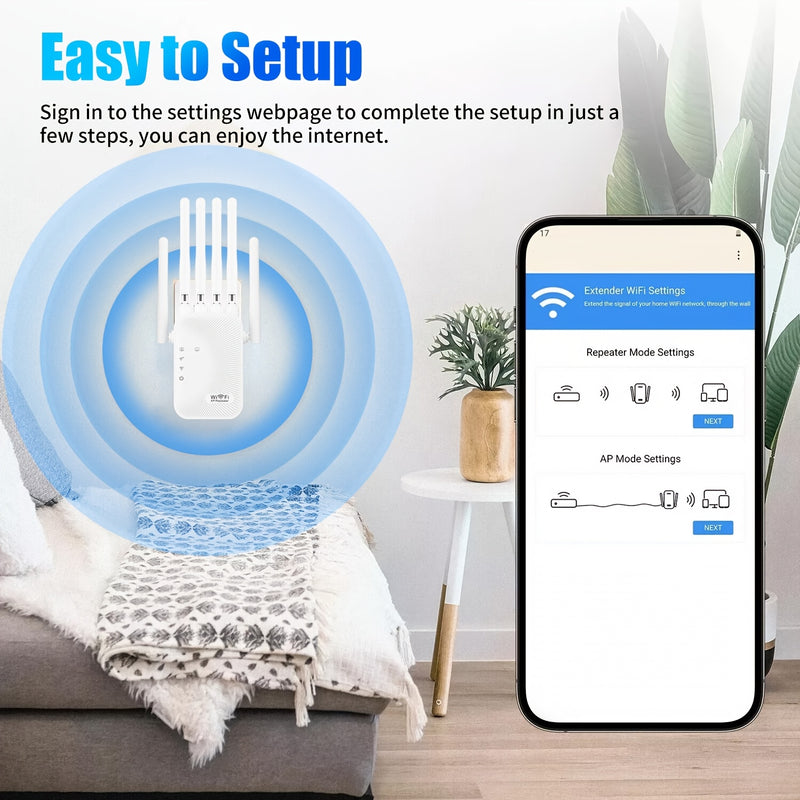 Momotor - Amplificador de Señal WIFI 2525WIFISignal Extender - 2.4GHz - Refuerzo de Señal WIFI - Banda Alta Velocidad, Compatible con WIFI-6, Potente con 6 Antenas - Ideal para Hogar, Centros Comerciales y Cafeterías